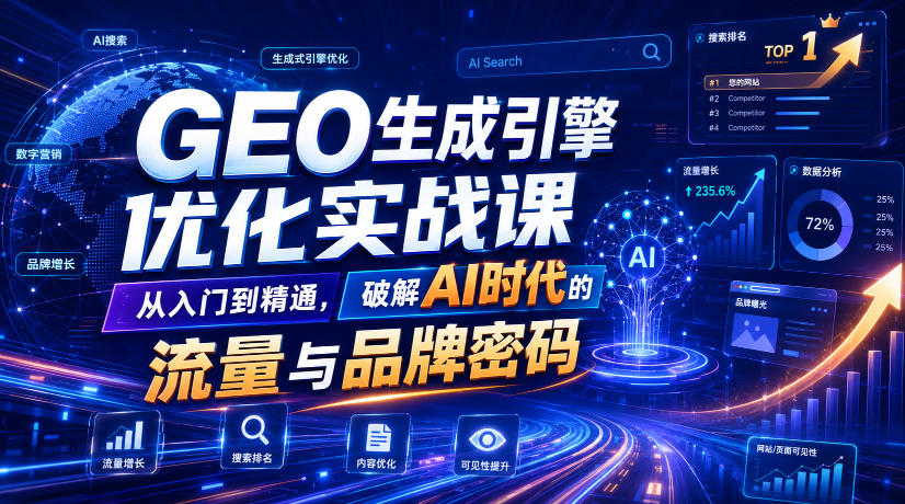GEO生成引擎优化实战课，从入门到精通，破解AI时代的流量与品牌密码 - 臻优资源网