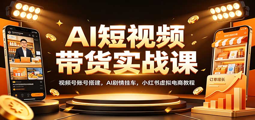 AI短视频带货实战课：视频号账号搭建，AI剧情挂车，小红书虚拟电商教程 - 臻优资源网