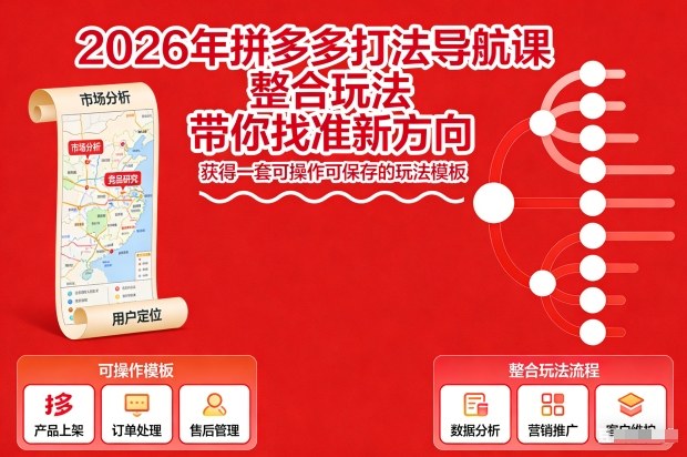 2026年拼多多打法导航课，整合玩法，带你找准新方向，获得一套可操作可保存的玩法模板 - 臻优资源网