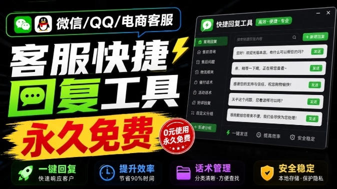 微信/QQ/电商客服快捷回复工具，支持多平台话术库与一键发送，永久免费，使用简单！易歪歪 - 臻优资源网