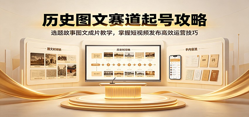历史图文赛道起号攻略：选题故事图文成片教学，掌握短视频发布高效运营技巧 - 臻优资源网