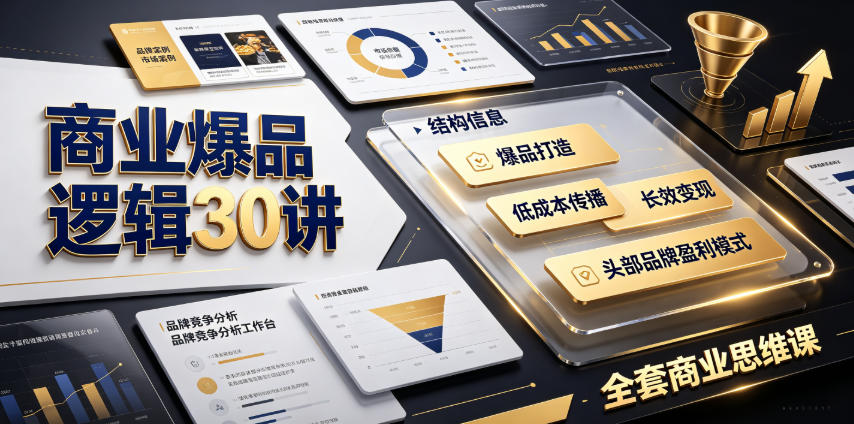 商业爆品逻辑30讲｜拆解各行各业头部品牌盈利模式，吃透爆品打造、低成本传播、长效变现全套商业思维课 - 臻优资源网