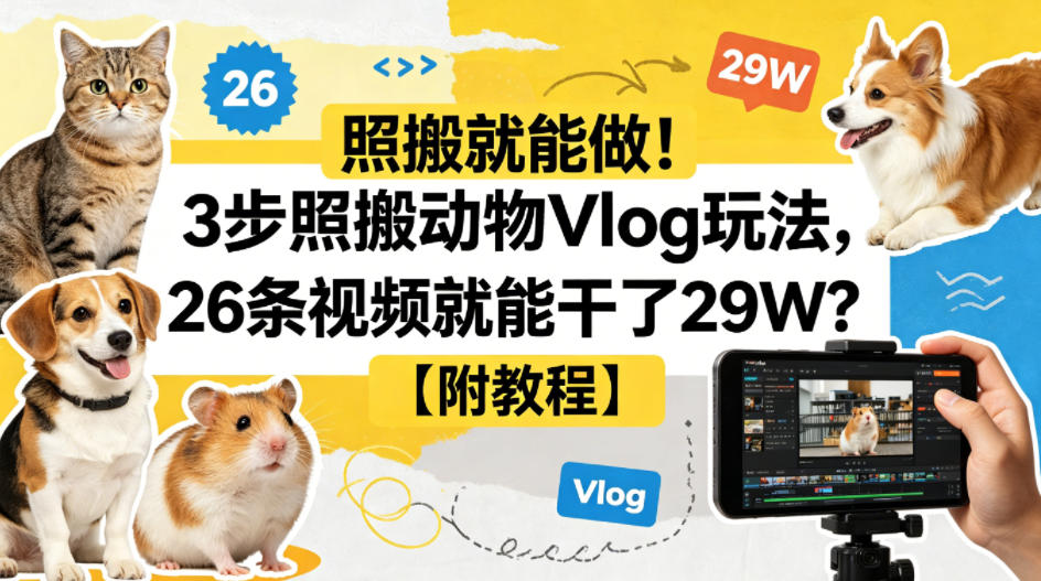 照搬就能做!3步照搬动物Vlog玩法,26条视频就能干了29W?【附教程】【赠coze一键生成工作流】 - 臻优资源网