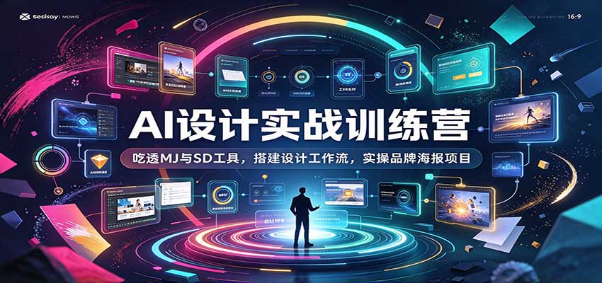 AI设计实战训练营：吃透MJ与SD工具，搭建设计工作流，实操品牌海报项目 - 臻优资源网