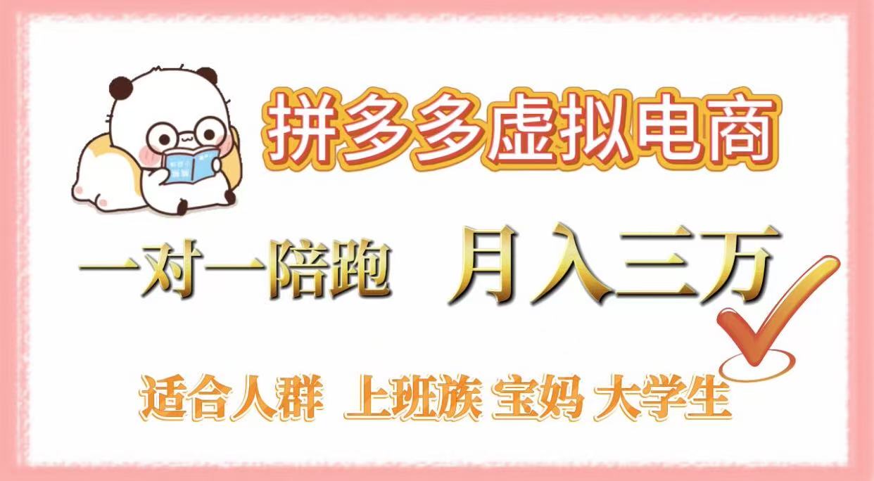 拼多多虚拟电商，一对一陪跑，月入3万，0囤货，轻资产，不发货 - 臻优资源网