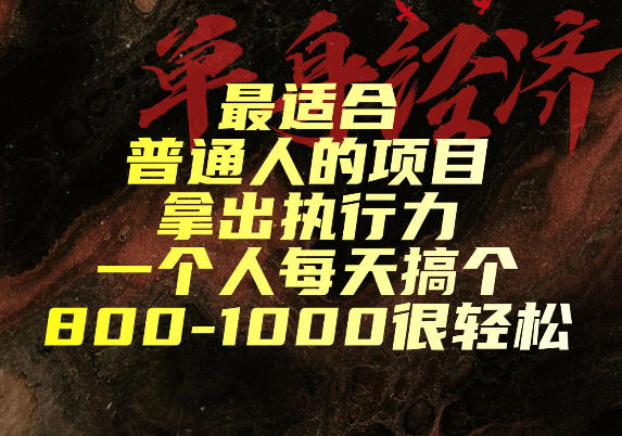 最适合普通人的项目，拿出执行力一个人每天搞个800-1k很轻松【揭秘】 - 臻优资源网