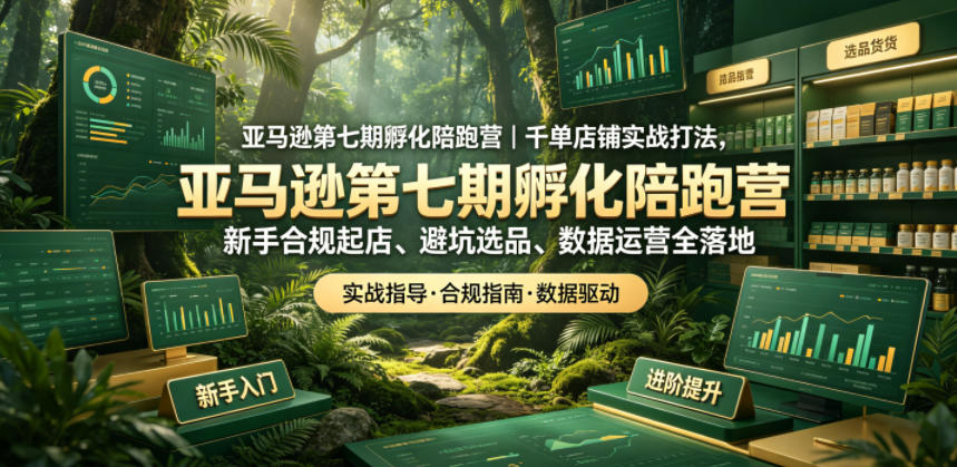 亚马逊第七期孵化陪跑营｜千单店铺实战打法，新手合规起店、避坑选品、数据运营全落地 - 臻优资源网