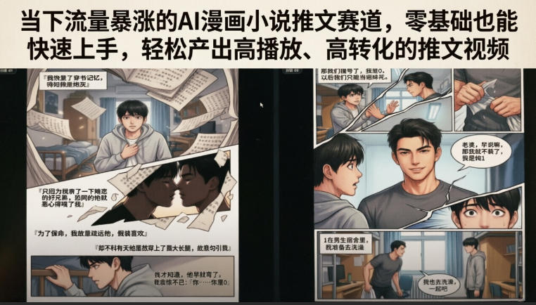 当下流量暴涨的AI漫画小说推文赛道，零基础也能快速上手，轻松产出高播放、高转化的推文视频 - 臻优资源网