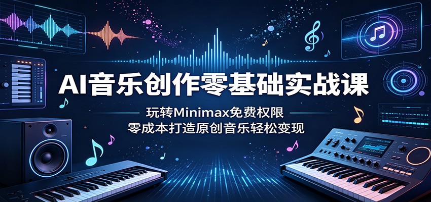 AI音乐创作零基础实战课：玩转Minimax免费权限，零成本打造原创音乐轻松变现 - 臻优资源网