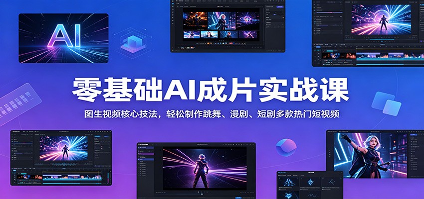 零基础AI成片实战课：图生视频核心技法，轻松制作跳舞、漫剧、短剧多款热门短视频 - 臻优资源网