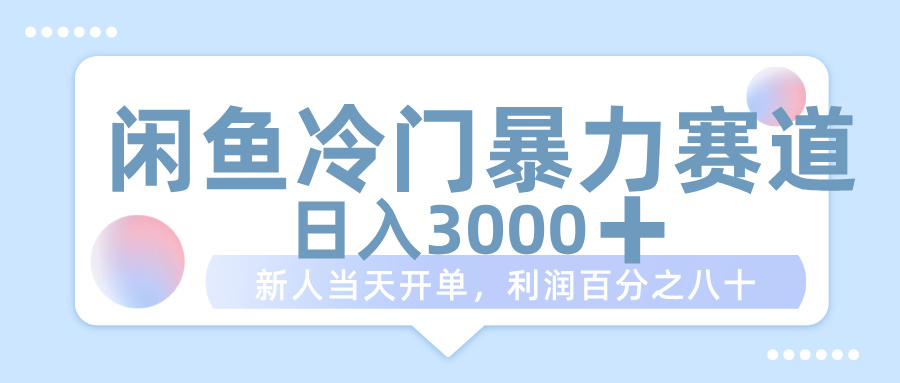 闲鱼冷门暴力赛道，一单 80%利润，新人轻松日入 1000+ - 臻优资源网