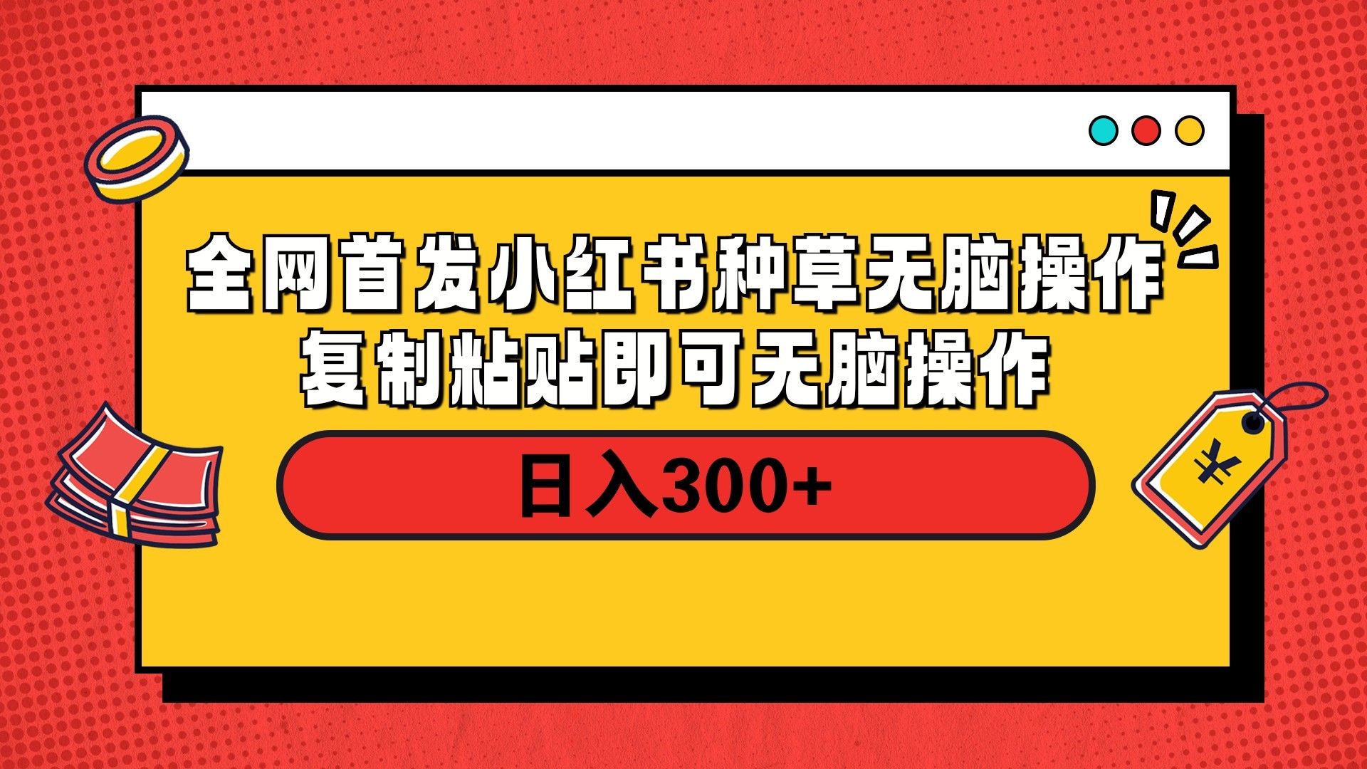 全网首发 小红书种草无脑操作复制黏贴即可 轻松日入300+ - 臻优资源网