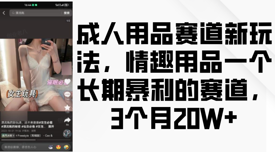 情趣用品一个长期暴利的赛道,成人用品赛道新玩法,3个月20W+ - 臻优资源网