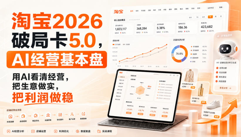 智篆商业-淘宝2026破局卡5.0，AI经营基本盘，用AI看清经营，把生意做实，把利润做稳（修复） - 臻优资源网