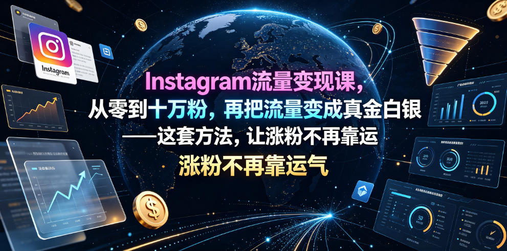 Instagram流量变现课，从零到十万粉，再把流量变成真金白银——这套方法，让涨粉不再靠运气【原创双语字幕】 - 臻优资源网