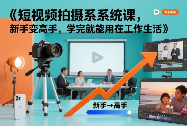 短视频拍摄系统课，新手变高手，学完就能用在工作生活 - 臻优资源网
