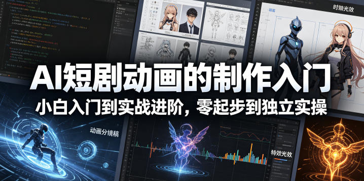 AI短剧动画的制作入门，小白入门到实战进阶，零起步到独立实操 - 臻优资源网