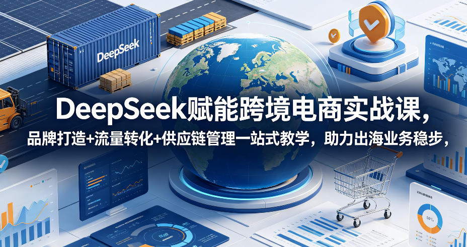 DeepSeek赋能跨境电商实战课，品牌打造+流量转化+供应链管理一站式教学，助力出海业务稳步发展 - 臻优资源网