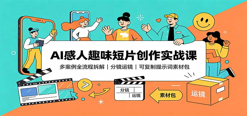 AI感人趣味短片创作实战课：多案例全流程拆解，分镜运镜，可复制提示词素材包 - 臻优资源网
