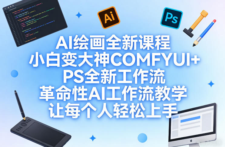 AI绘画全新课程，小白变大神COMFYUI+PS全新工作流，革命性AI工作流教学，让每个人轻松上手 - 臻优资源网