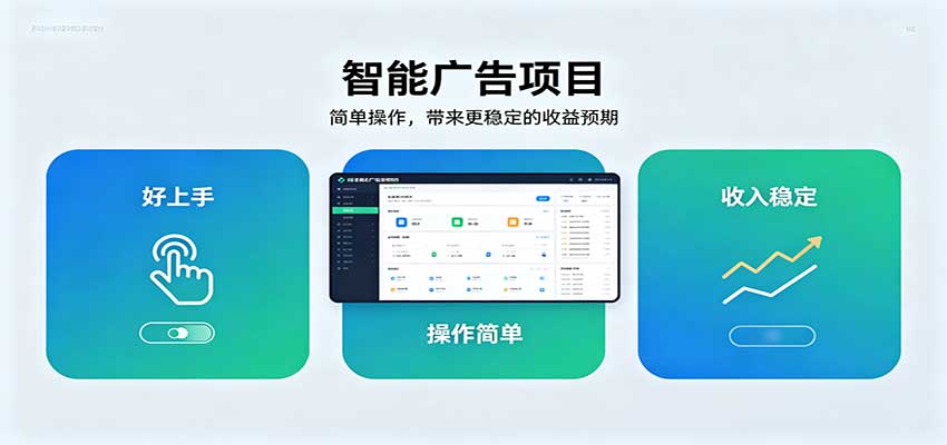 智能广告挂机项目，操作简单上手快，收益稳定可持续。稳定日入300+ - 臻优资源网