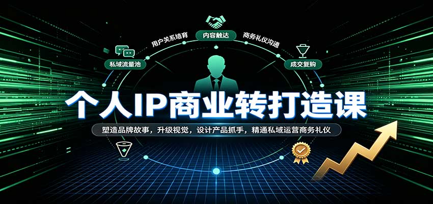 个人IP商业打造课：塑造品牌故事，升级视觉，设计产品抓手，精通私域运营商务礼仪 - 臻优资源网