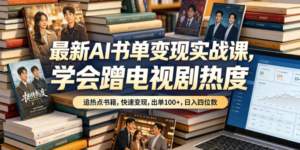 最新AI书单变现实战课，学会蹭电视剧热度，追热点书籍，快速变现，出单100+，日入四位数 - 臻优资源网