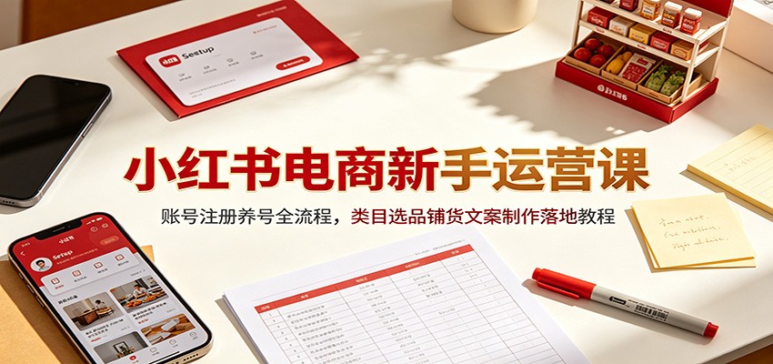 小红书电商新手运营课：账号注册养号全流程，类目选品铺货文案制作落地教程 - 臻优资源网