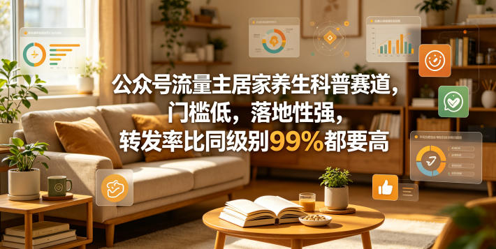 公众号流量主居家养生科普赛道，门槛低，落地性强，转发率比同级别99％都要高 - 臻优资源网