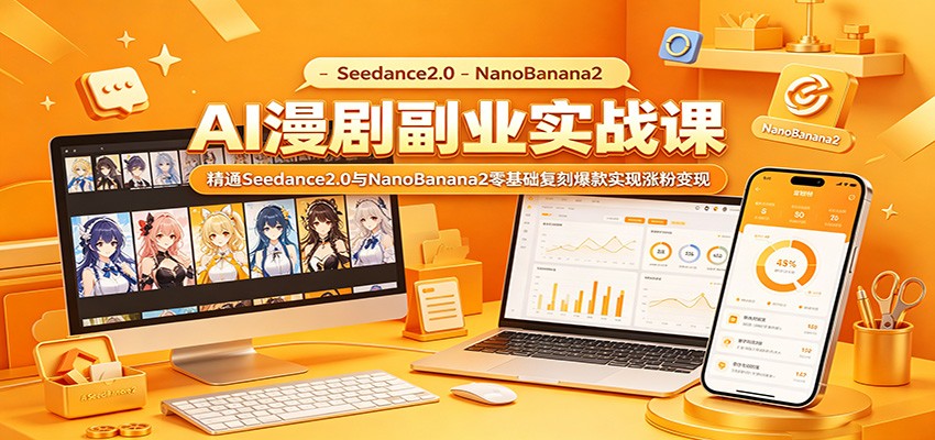AI漫剧副业实战课:精通Seedance2.0与NanoBanana2零基础复刻爆款实现涨粉变现 - 臻优资源网