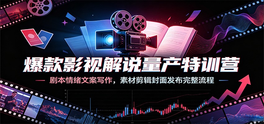 爆款影视解说量产特训营:剧本情绪文案写作,素材剪辑封面发布完整流程 - 臻优资源网