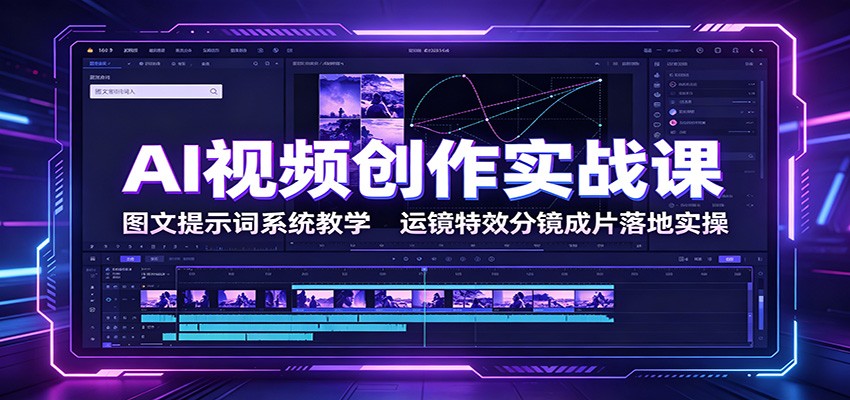 AI视频创作实战课：图文提示词系统教学，运镜特效分镜成片落地实操 - 臻优资源网