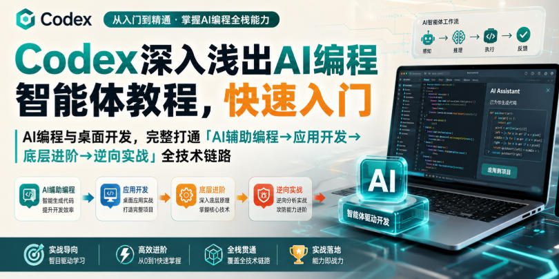 Codex深入浅出AI编程智能体教程，快速入门AI编程与桌面开发，打通「AI辅助编程→应用开发→底层进阶→逆向实战」全技术链路 - 臻优资源网