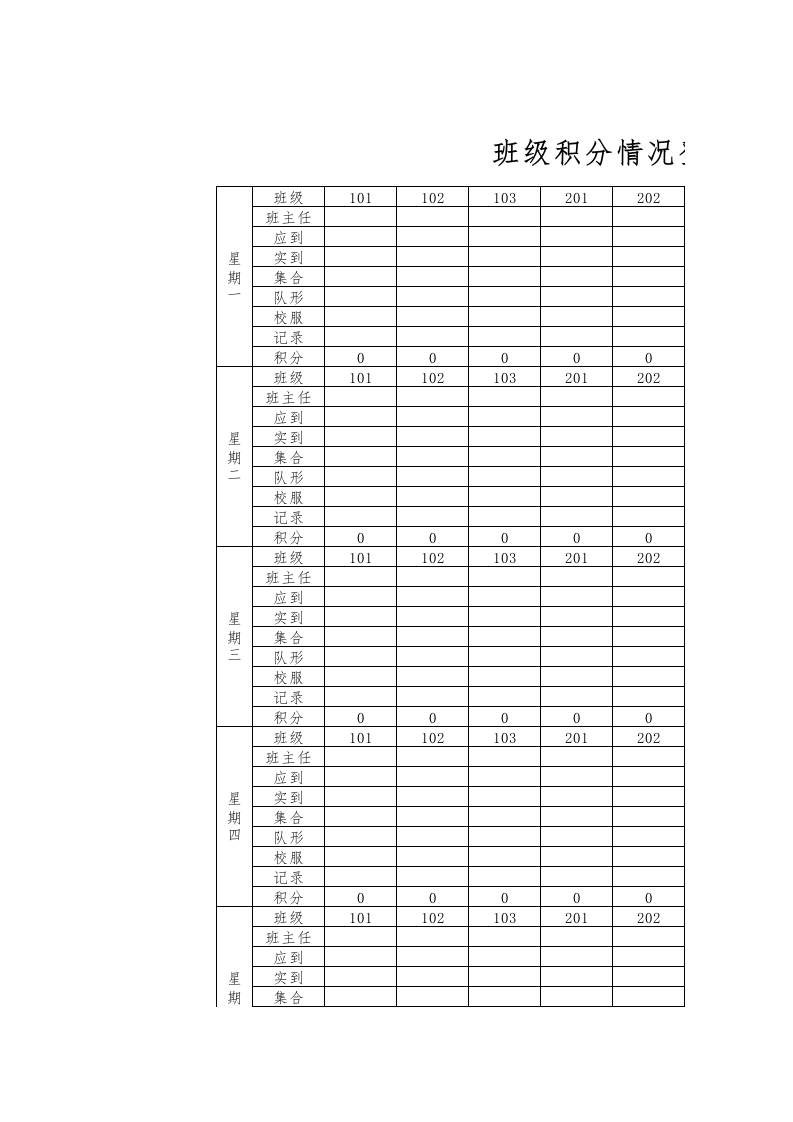 班级积分情况登记表1 - 臻优资源网
