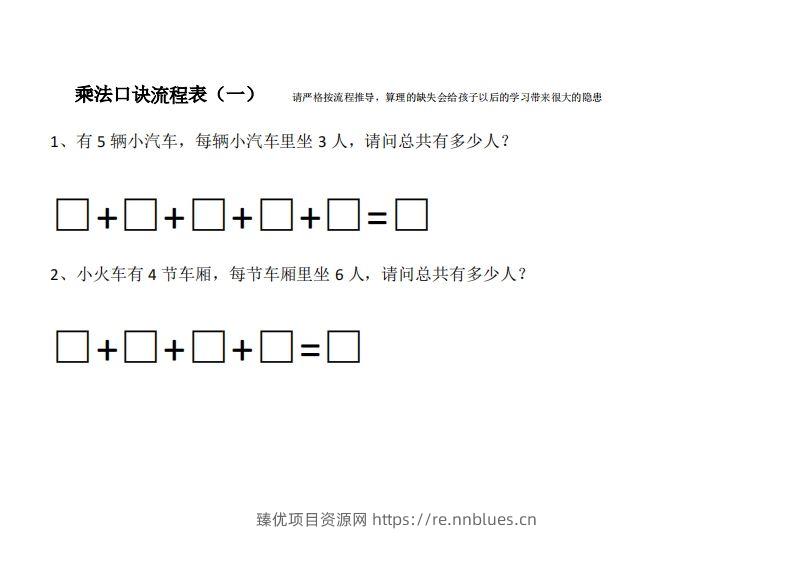 二上数学乘法口诀流程表 - 臻优资源网