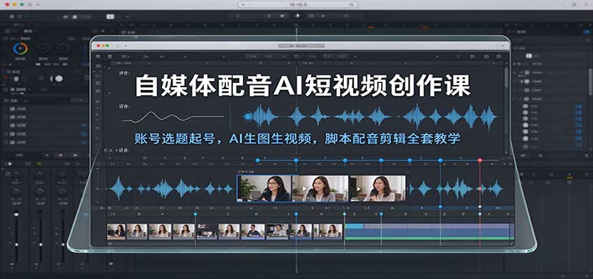 自媒体配音AI短视频创作课：账号选题起号，AI生图生视频，脚本配音剪辑全套教学 - 臻优资源网