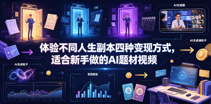 体验不同人生副本四种变现方式，适合新手做的AI题材视频 - 臻优资源网