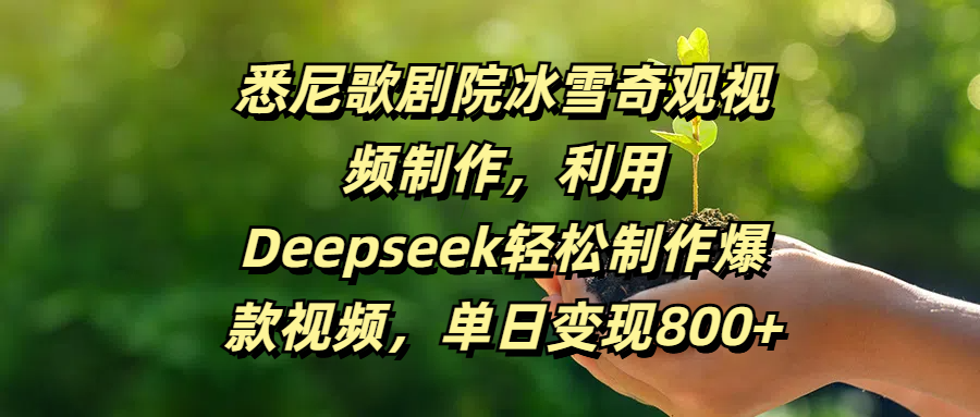 悉尼歌剧院冰雪奇观视频制作，利用Deepseek轻松制作爆款视频，单日变现800+ - 臻优资源网