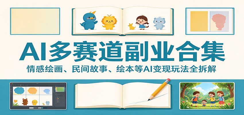 AI多赛道副业合集：情感绘画、民间故事、绘本等AI变现玩法全拆解 - 臻优资源网