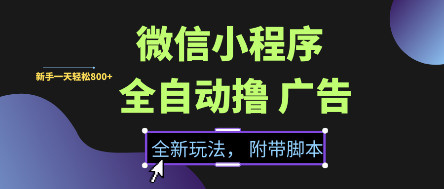 微信小程序挂机撸广告,全新玩法,新手一天轻松800+【附带脚本】 - 臻优资源网