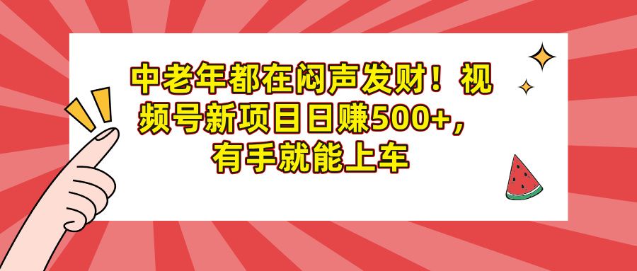 中老年都在闷声发财！视频号新项目日赚500+，有手就能上车 - 臻优资源网