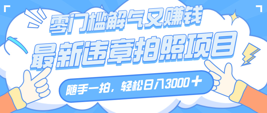 解气又赚钱的项目，随手一拍，轻松收入3000+，最新违章拍照赚钱 - 臻优资源网
