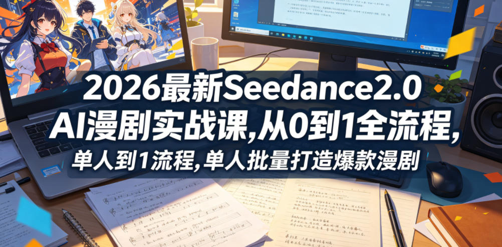 2026最新Seedance2.0 AI漫剧实战课,，从0到1全流程，单人批量打造爆款漫剧 - 臻优资源网
