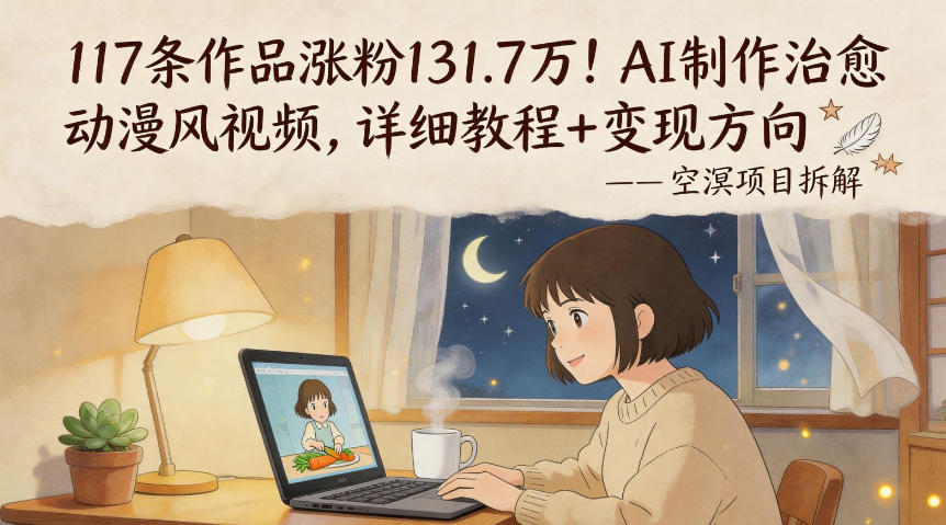 117条作品涨粉131.7W!AI制作治愈动漫风视频,详细教程+变现方向 - 臻优资源网