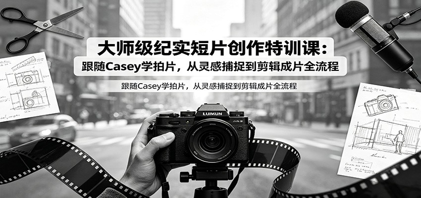 大师级纪实短片创作特训课：跟随Casey学拍片，从灵感捕捉到剪辑成片全流程 - 臻优资源网