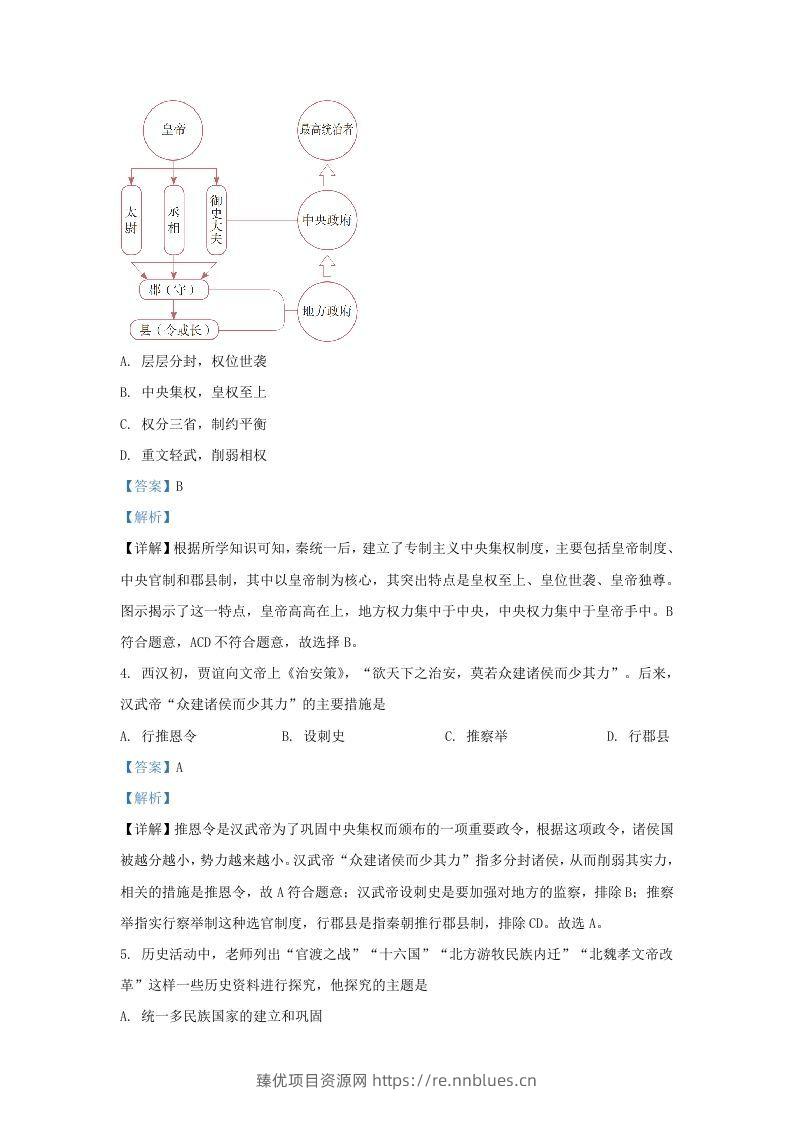 图片[2] - 2020-2021学年山东省济南市历下区九年级上学期历史期末试题及答案(Word版) - 臻优资源网