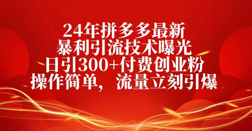 25年拼多多最新暴利引流技术曝光、日引300+付费创业粉操作简单，流量立刻引爆 - 臻优资源网