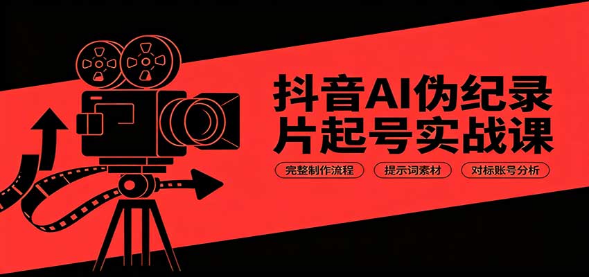 抖音AI伪纪录片起号实战课：完整制作流程，提示词素材，对标账号分析 - 臻优资源网