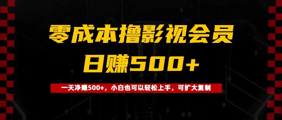 0成本撸影视会员，一天净赚500+，小白也可以轻松上手，可扩大复制 - 臻优资源网