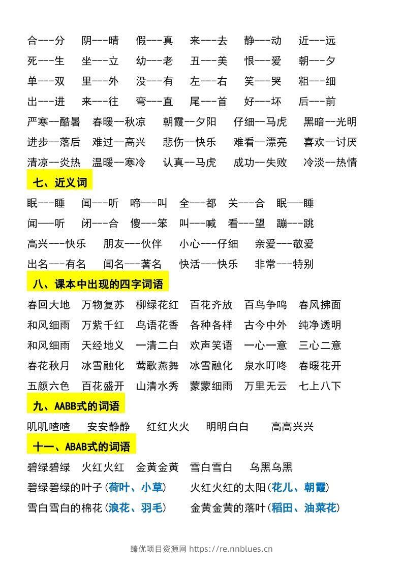 图片[2] - 一年级下册语文期末复习考点总结 - 臻优资源网
